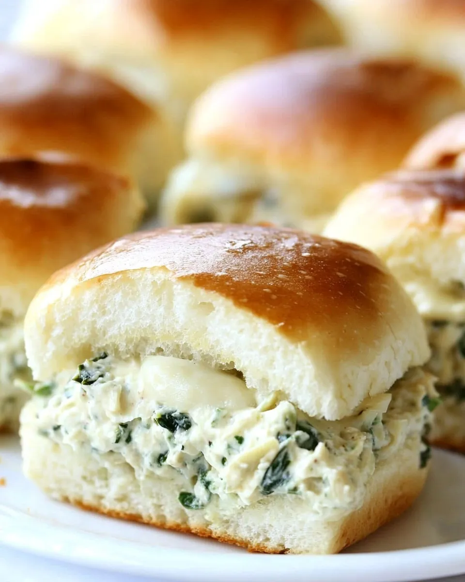 Classic Cheesy Spinach Artichoke Dip Sliders Recipe image