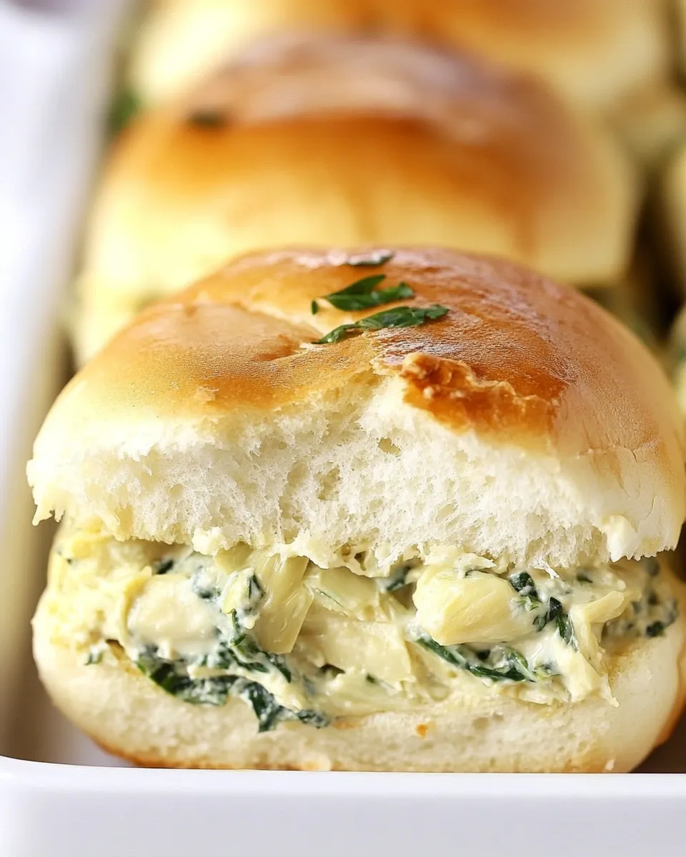 Delicious Cheesy Spinach Artichoke Dip Sliders Recipe picture
