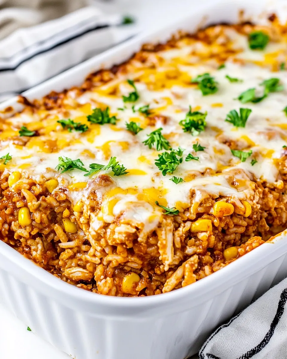 Delicious Chicken Enchilada Rice Casserole shot