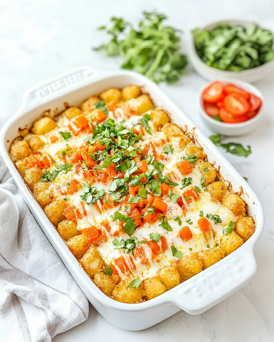 Homemade Chicken Fajita Tater Tot Breakfast Casserole photo