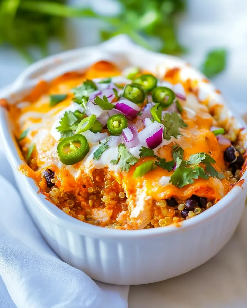 Healthy Chicken Quinoa Enchilada Casserole dish photo