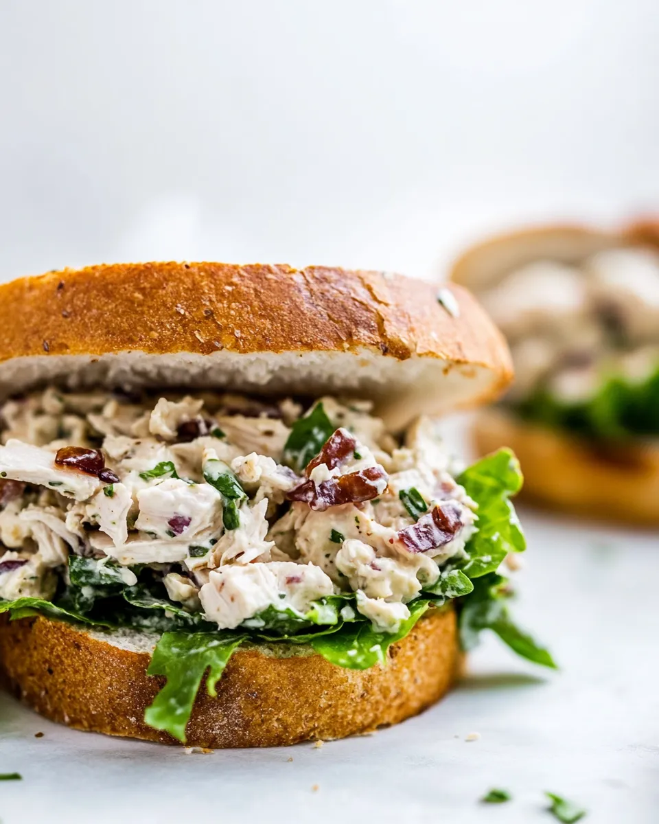 Delicious Chicken Salad Sandwich shot