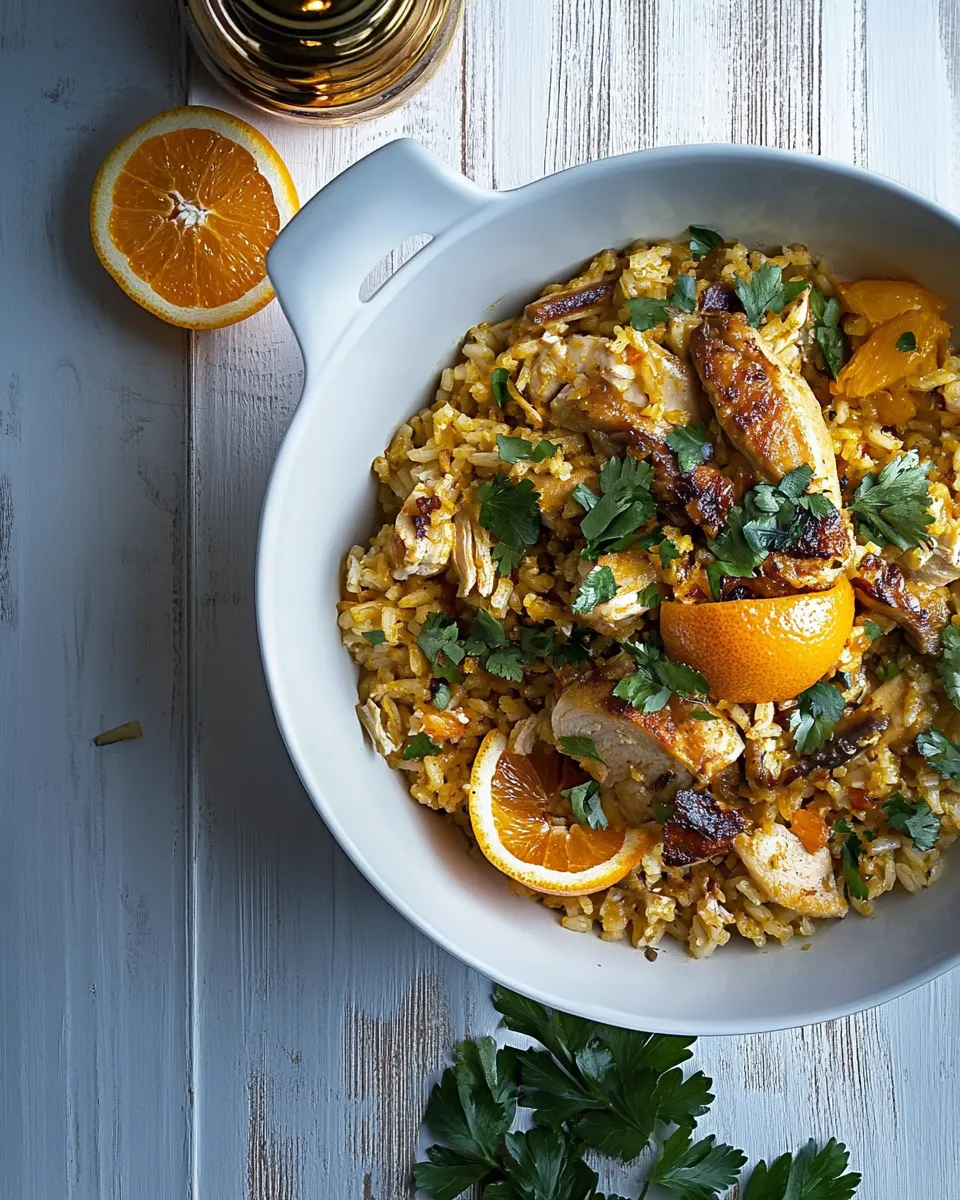 Homemade Chicken & rice pilaf with orange & spices photo