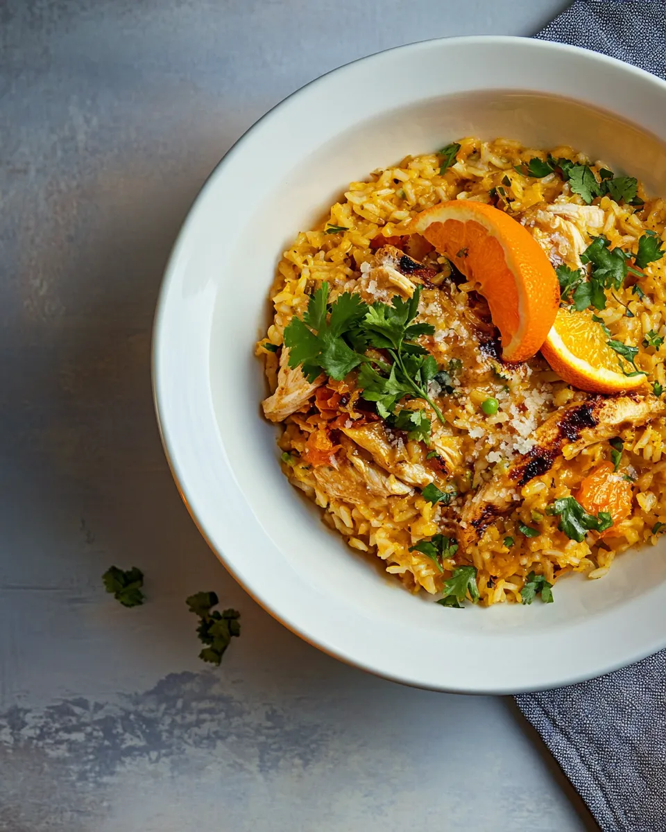 Savory Chicken & rice pilaf with orange & spices dish photo