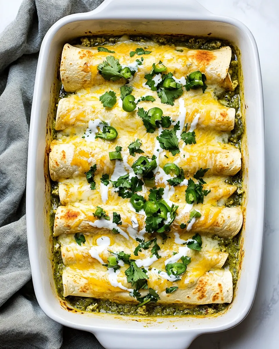 Savory Chicken and White Bean Enchiladas with Creamy Salsa Verde dish photo