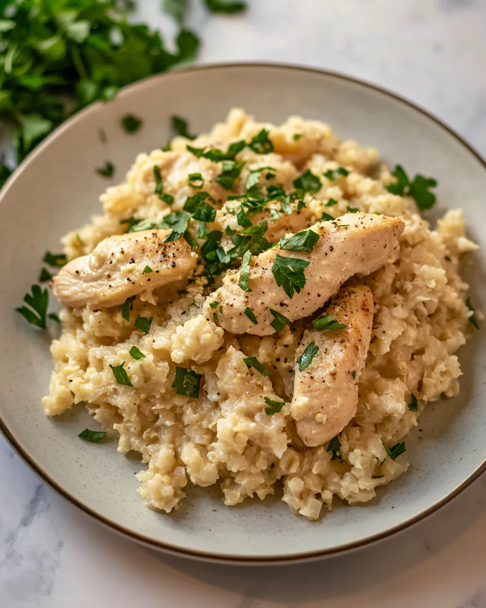 Delicious Chicken with Parmesan Cauliflower Rice image