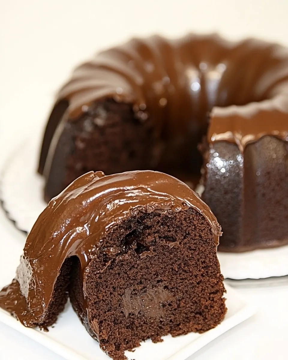 Homemade Chocolate Bundt Cake with Chocolate Fudge Icing photo
