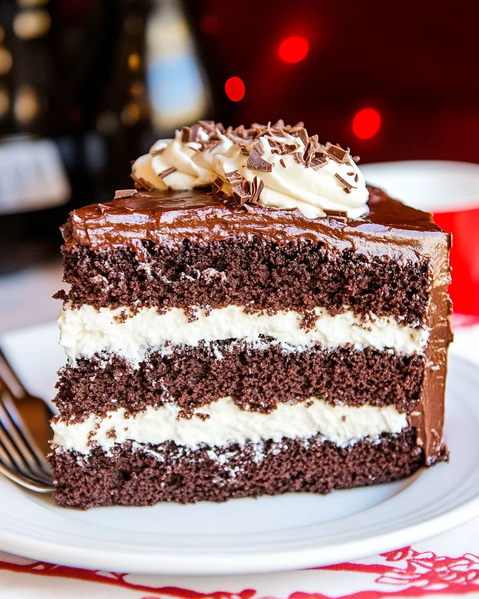 Delicious Chocolate Cake with Cream Filling shot