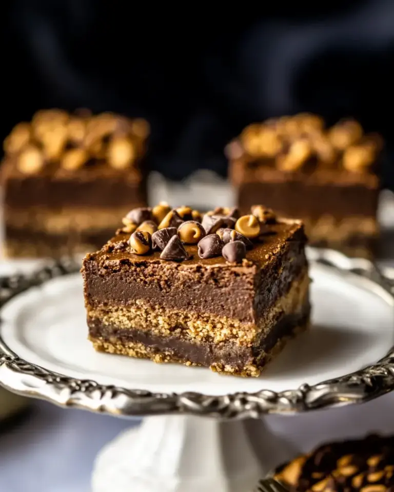 Homemade Chocolate Cheesecake Bars With Butterscotch Chips photo