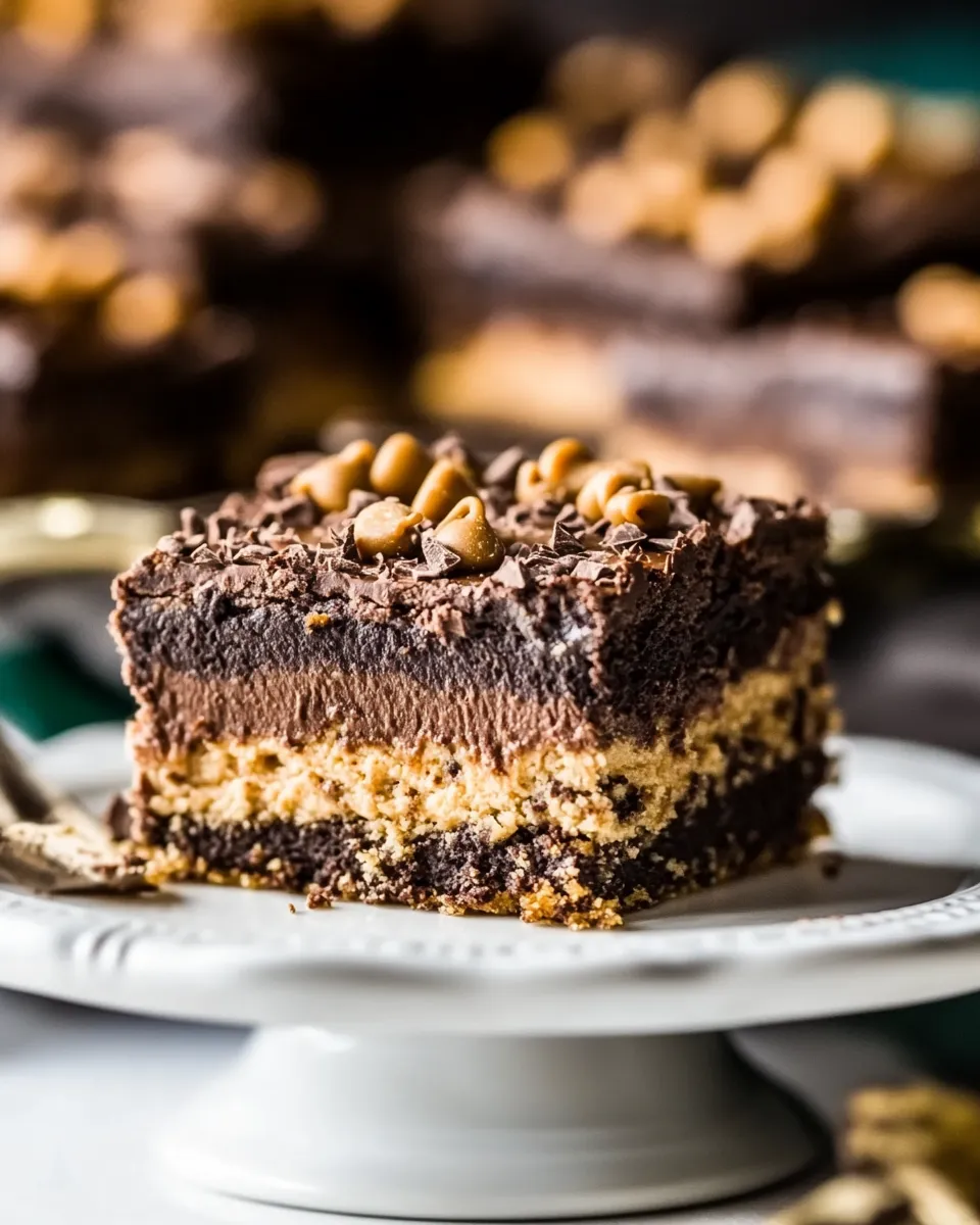 Delicious Chocolate Cheesecake Bars With Butterscotch Chips shot
