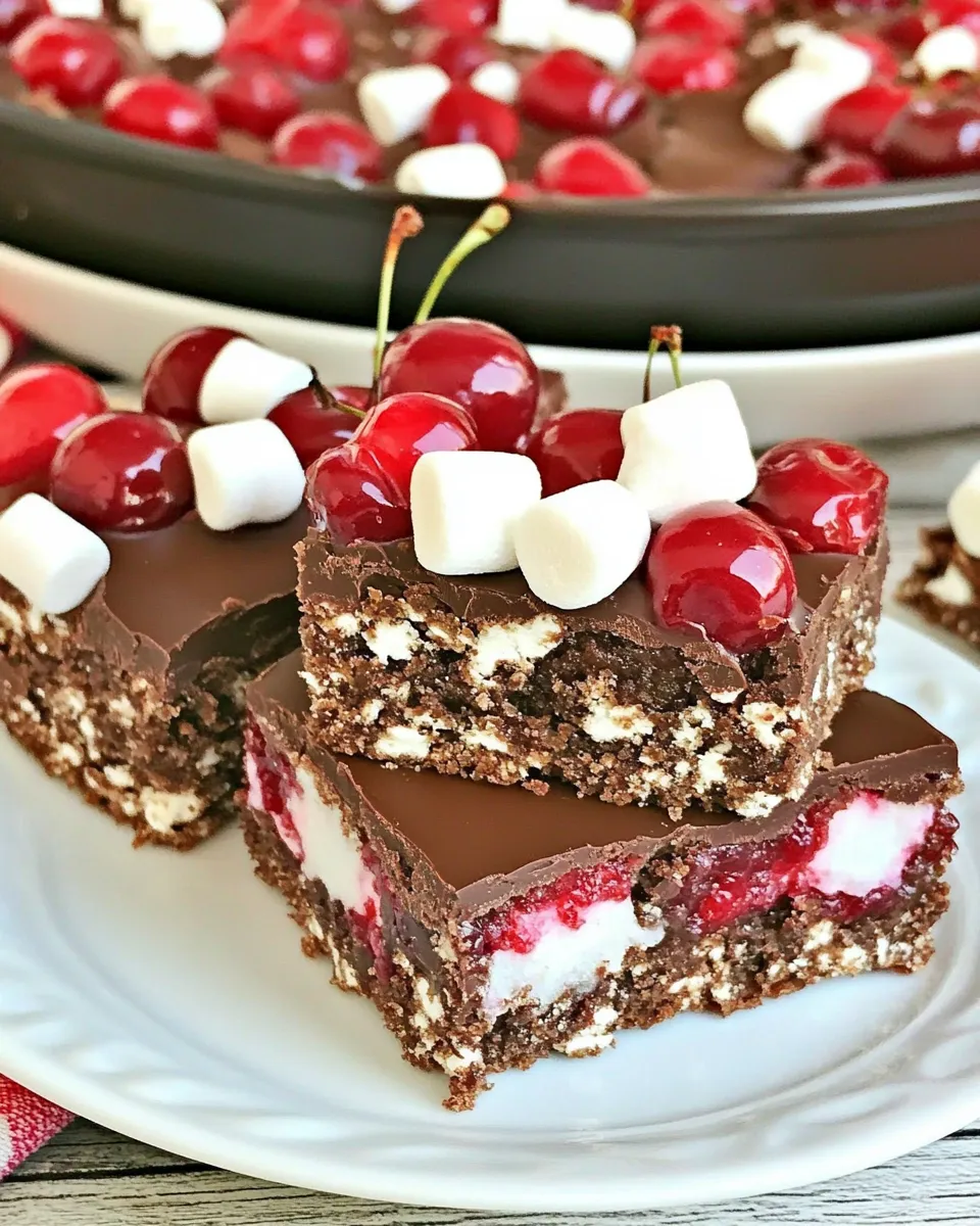 Easy Chocolate Cherry Marshmallow Crunch Bars photo
