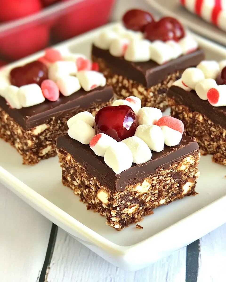 Tasty Chocolate Cherry Marshmallow Crunch Bars shot