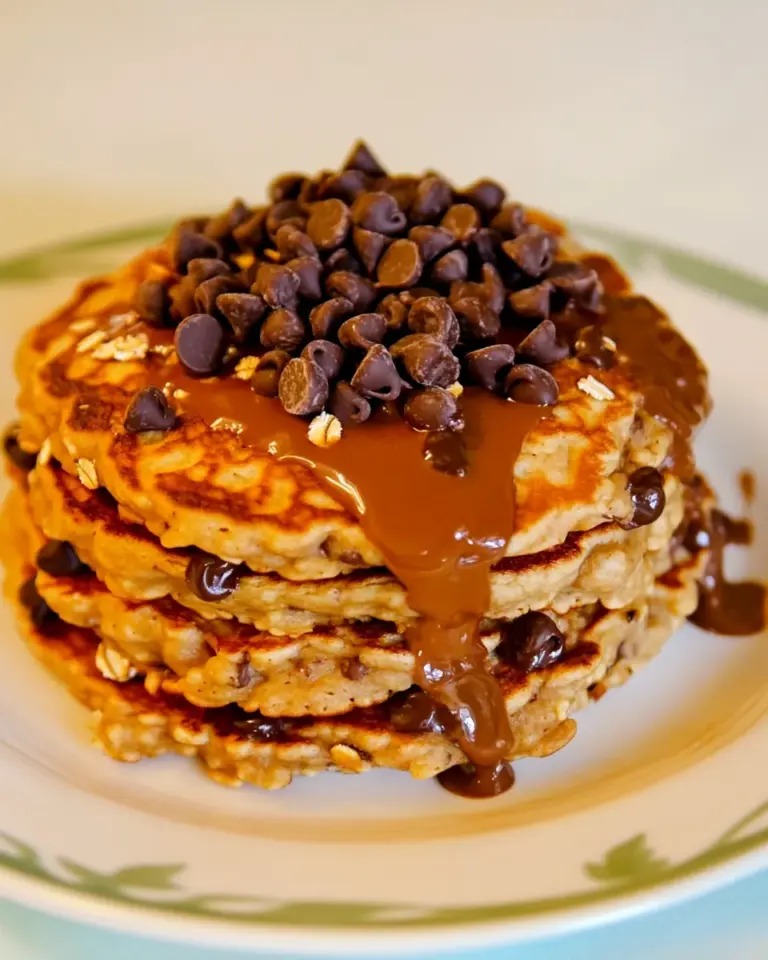 Homemade Chocolate Chip Oatmeal Cookie Pancakes photo