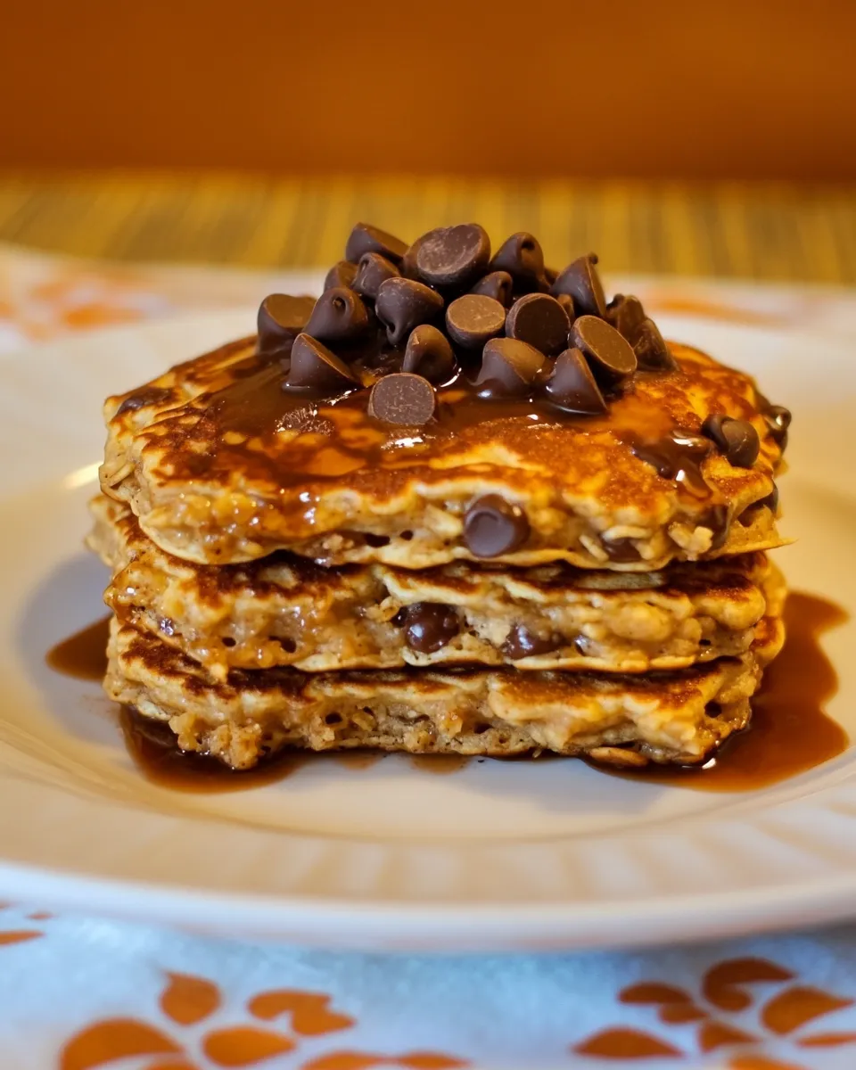 Easy Chocolate Chip Oatmeal Cookie Pancakes shot