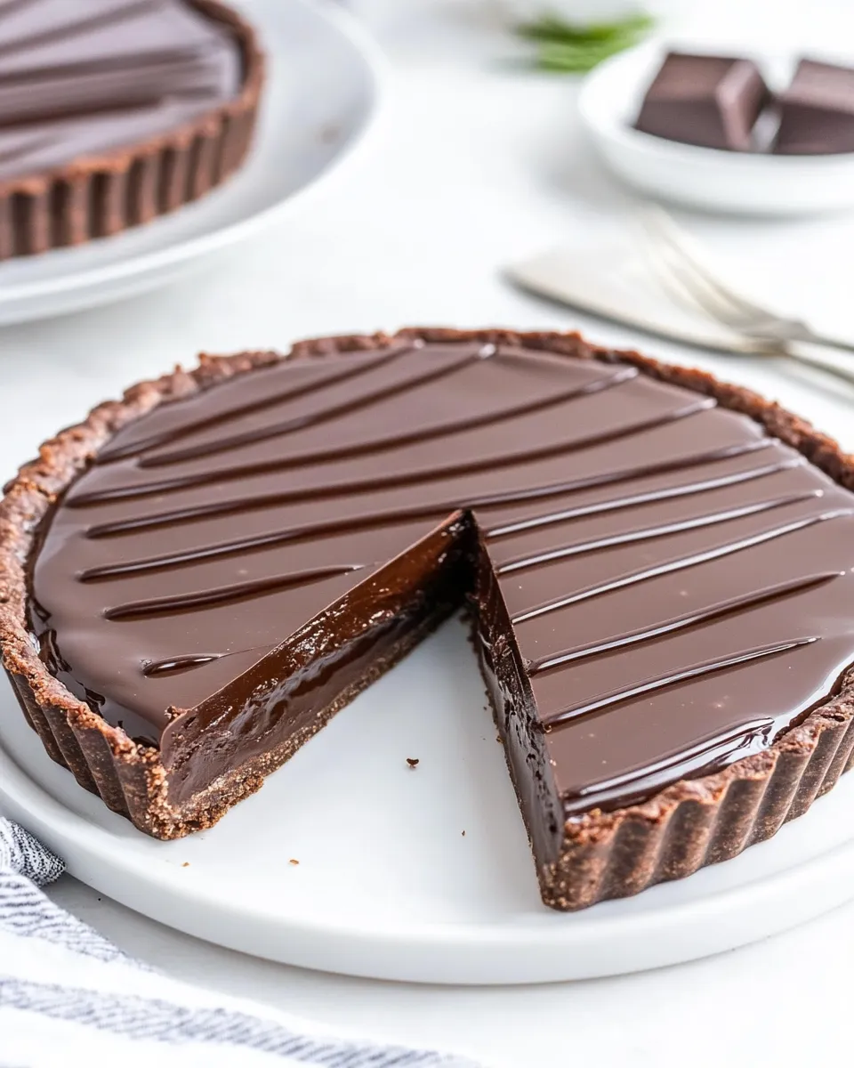 Easy Chocolate Glazed Chocolate Tart recipe photo
