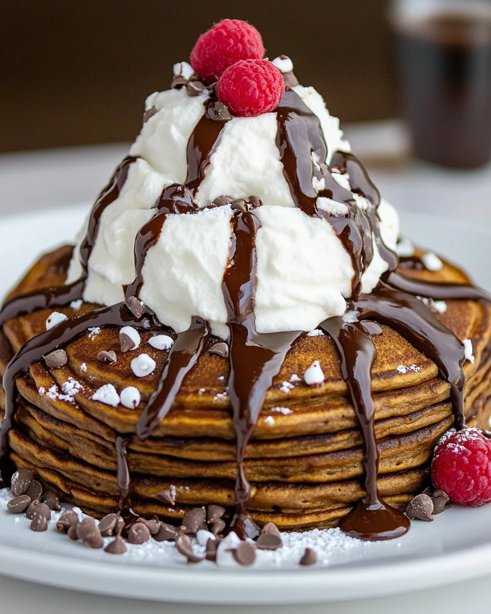 Tasty Chocolate Pancakes a la Mode shot