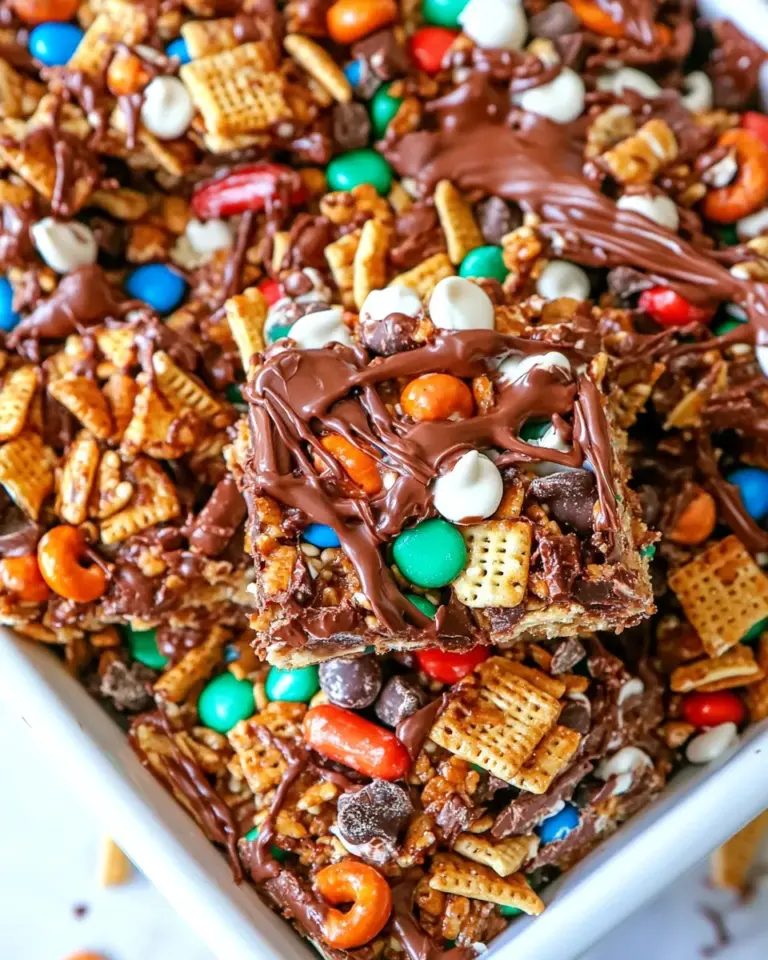 Easy Chocolate Peanut Butter Chex Mix Bars photo