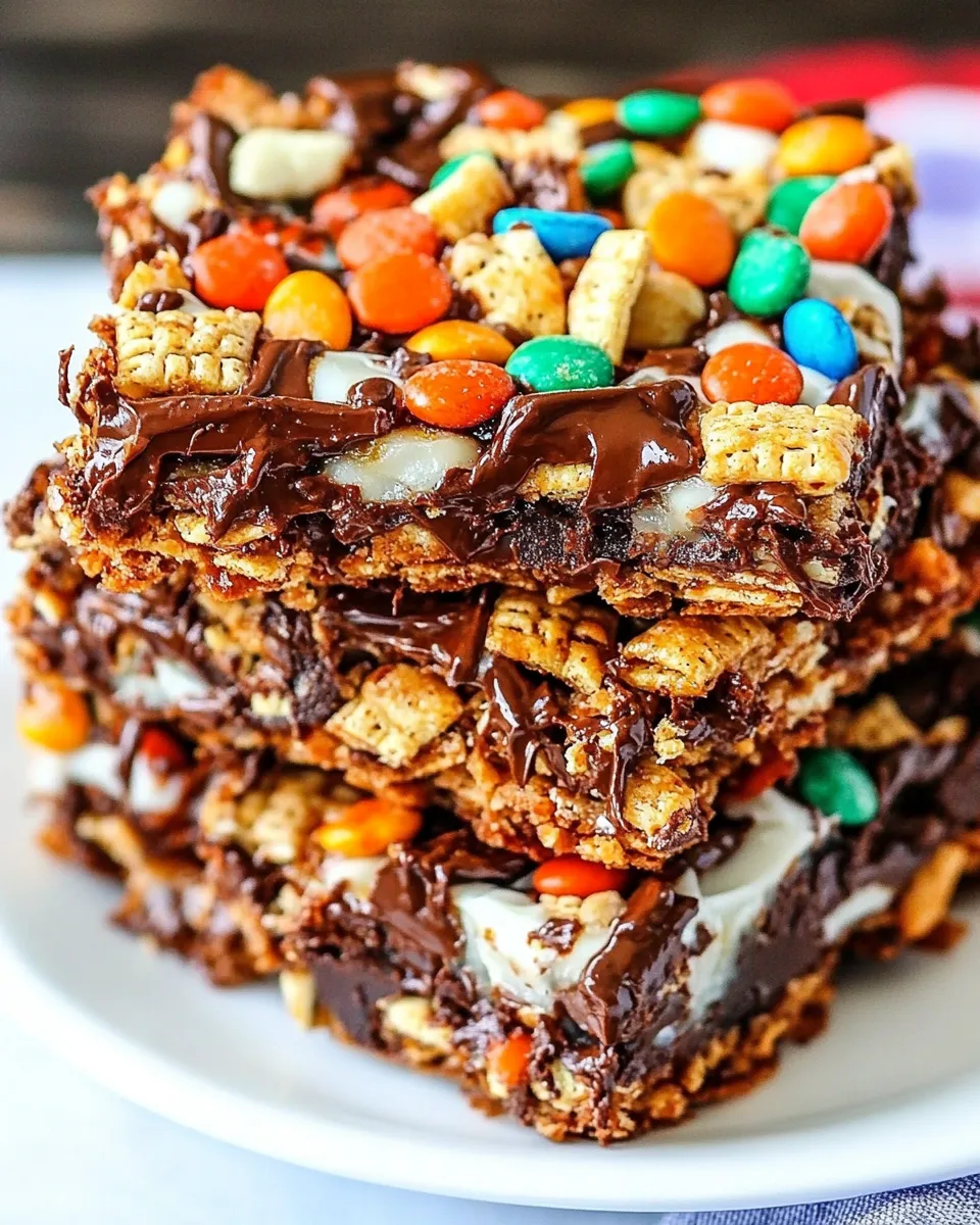 Best Chocolate Peanut Butter Chex Mix Bars recipe photo
