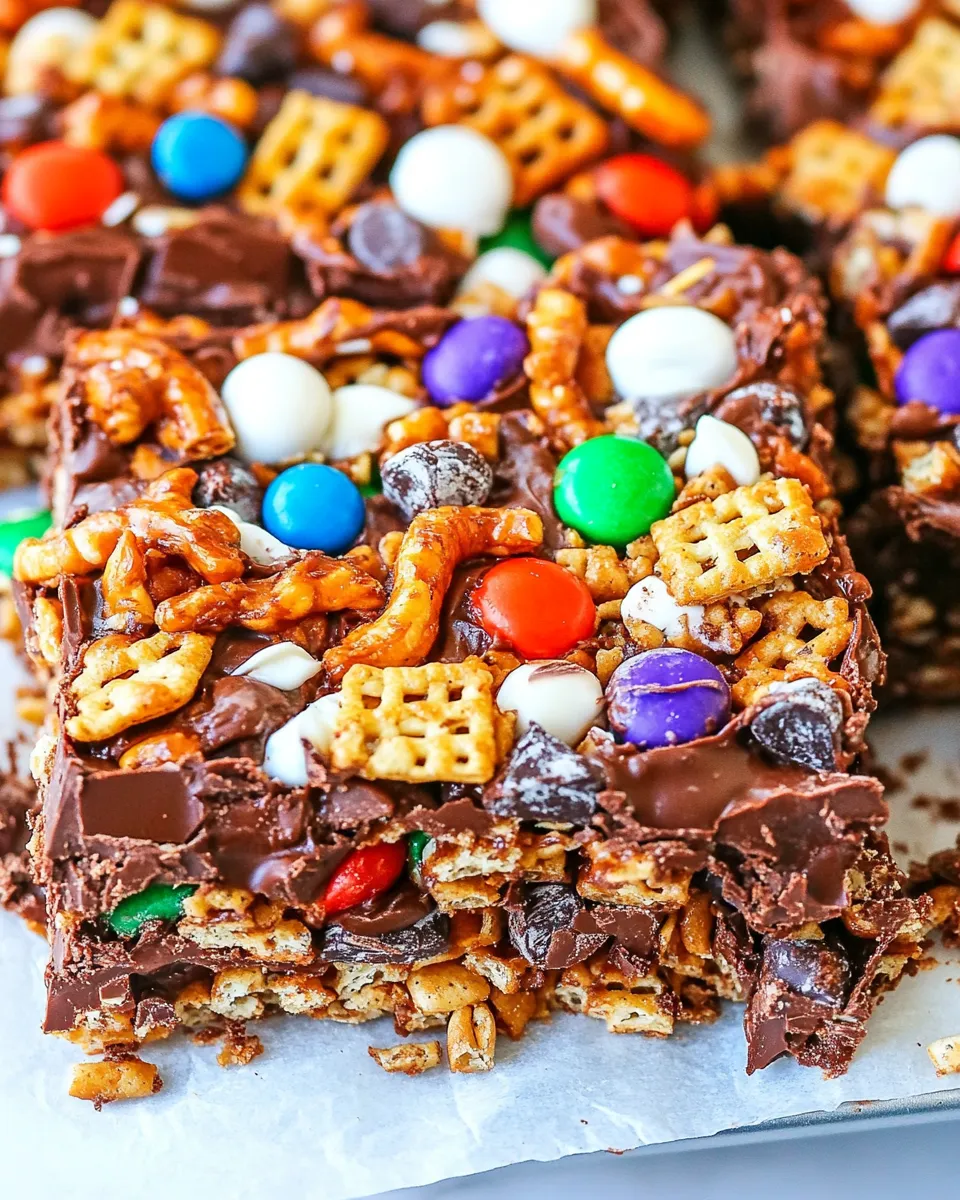 Homemade Chocolate Peanut Butter Chex Mix Bars dish photo