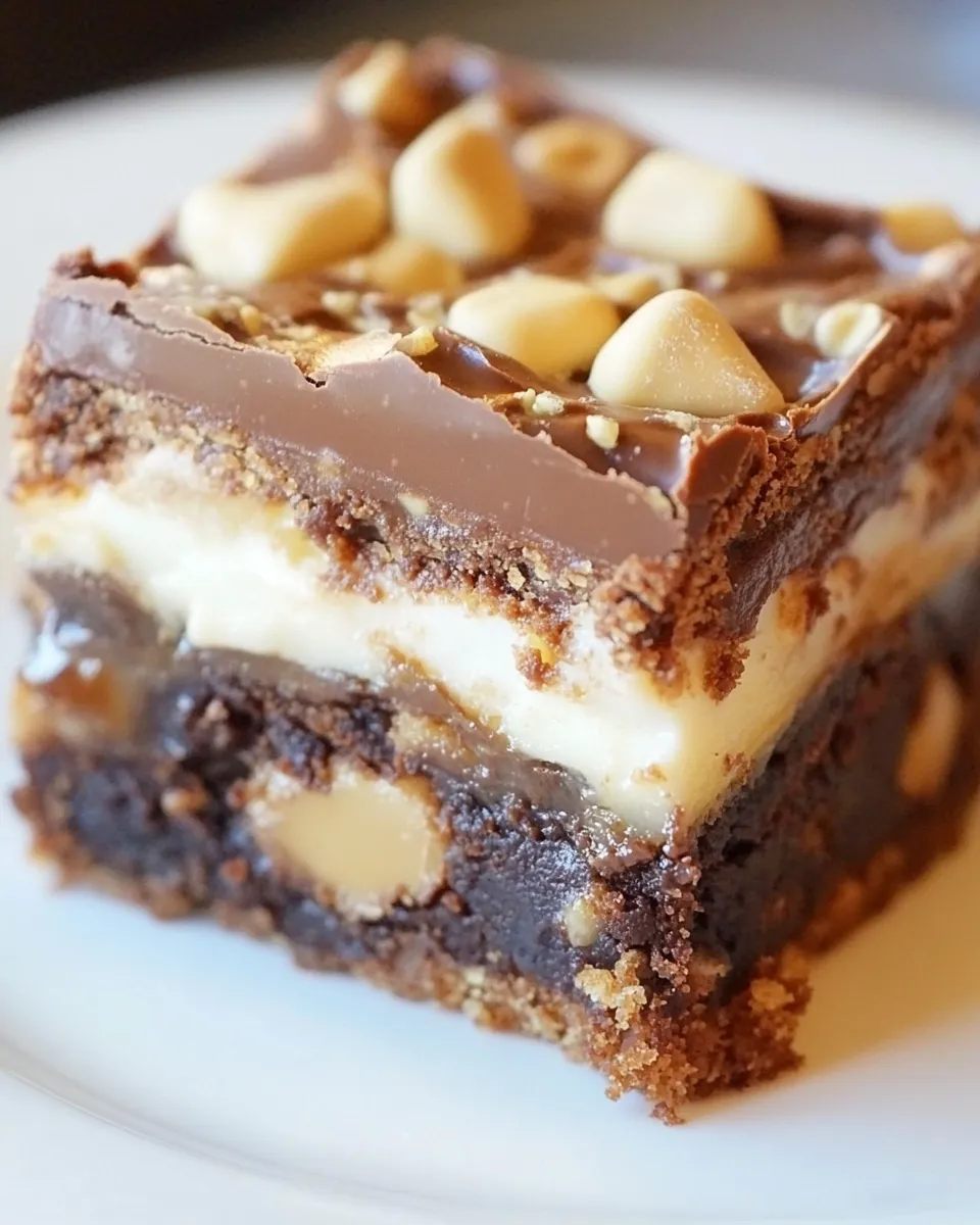 Delicious Chocolate Peanut Butter Cup Smores Brownies shot