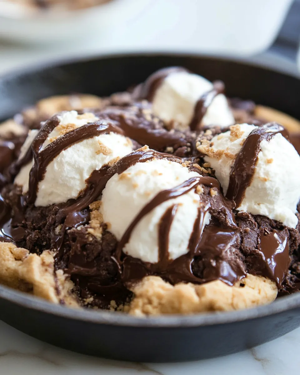 Delicious Chocolate Smores Skillet Cookie shot