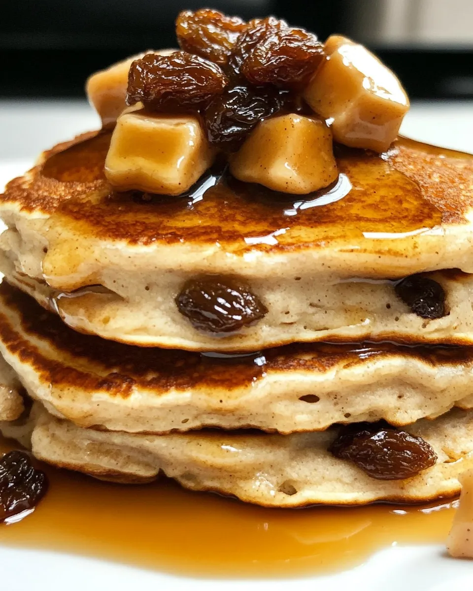 Delicious Cinnamon Raisin Pancakes food shot