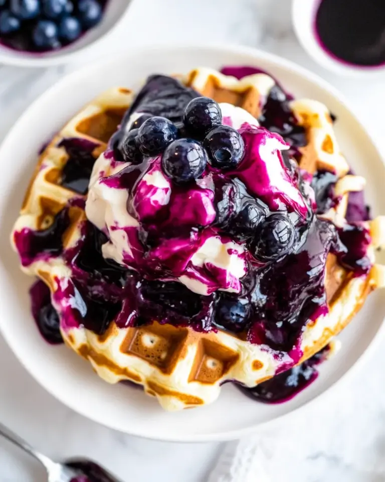 Homemade Classic Blueberry Lemon Cheesecake Waffles photo