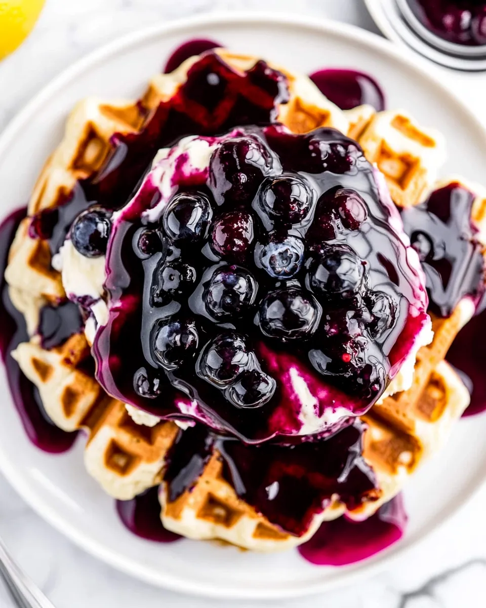 Delicious Classic Blueberry Lemon Cheesecake Waffles image