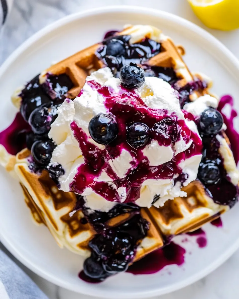 Sweet Classic Blueberry Lemon Cheesecake Waffles shot