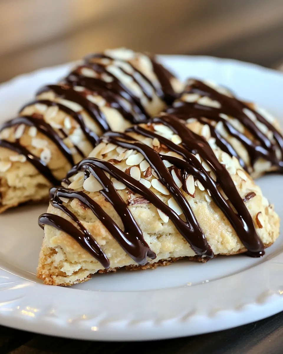Delicious Coconut Almond Scones Drizzled with Chocolate image