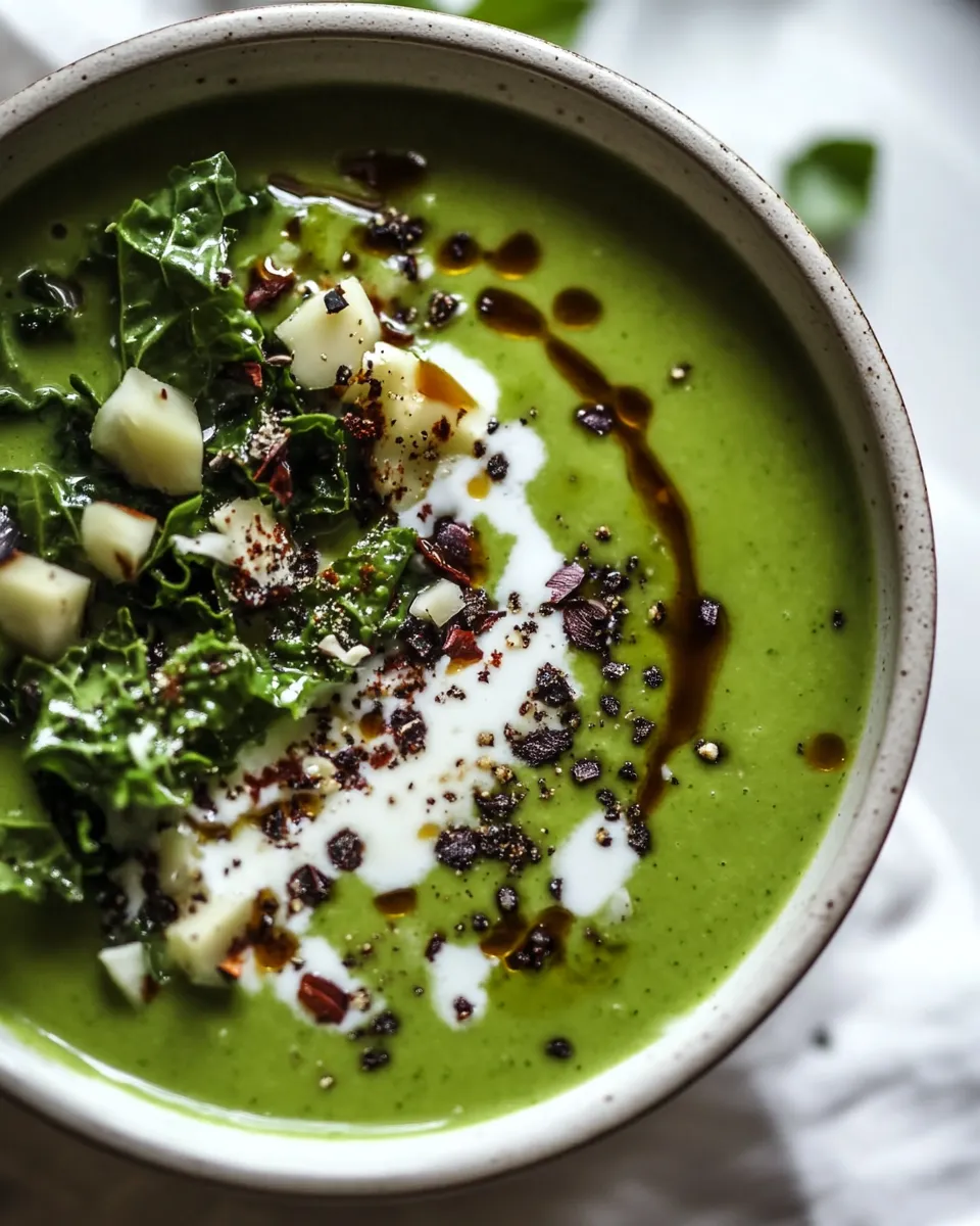Homemade Coconut Green Soup with Celery, Kale & Ginger photo