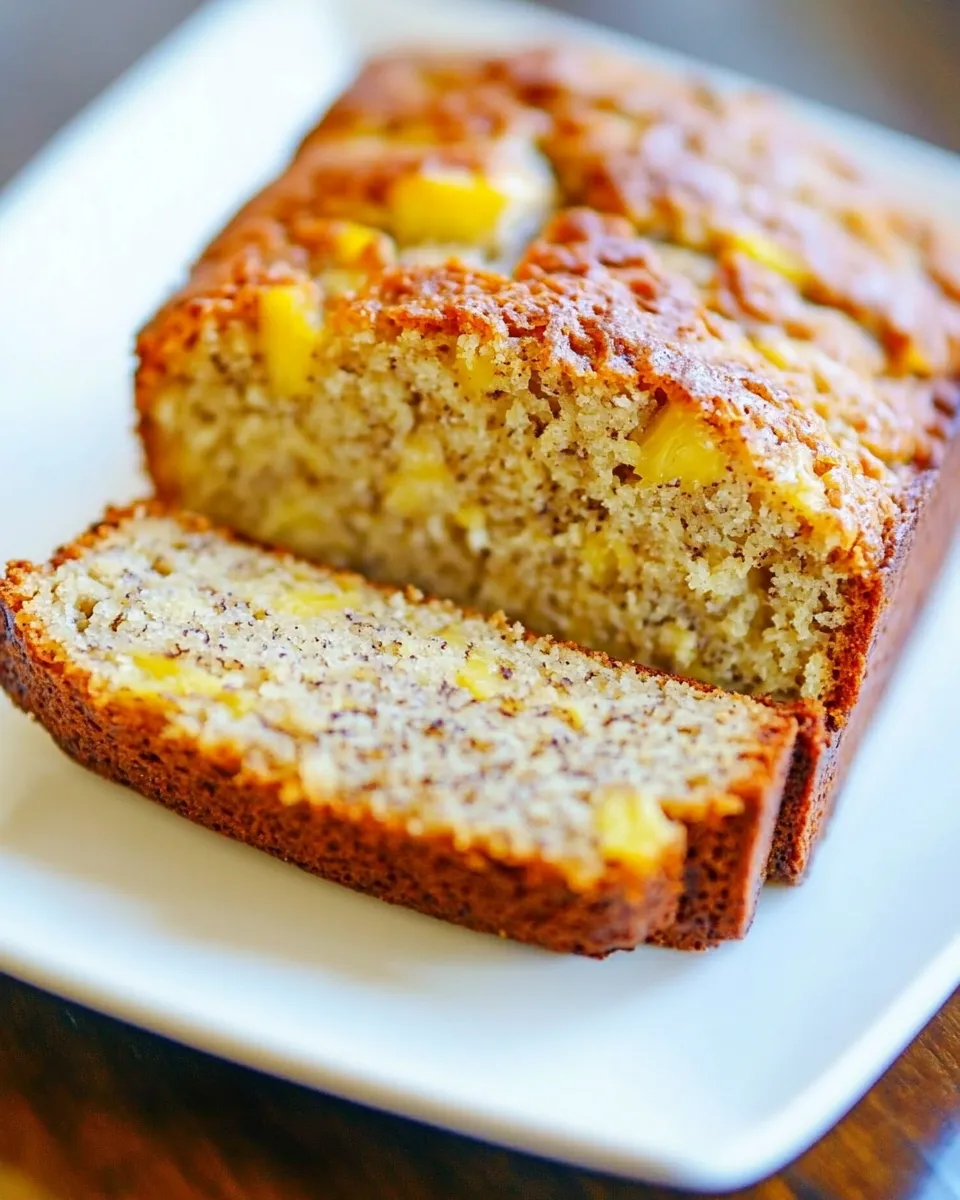 Sweet Coconut Oil Banana Pineapple Bread shot