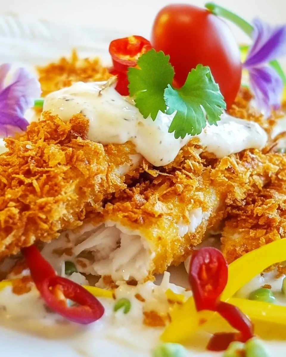 Delicious Cornflake Crusted Fish with Chili Tartar Sauce image