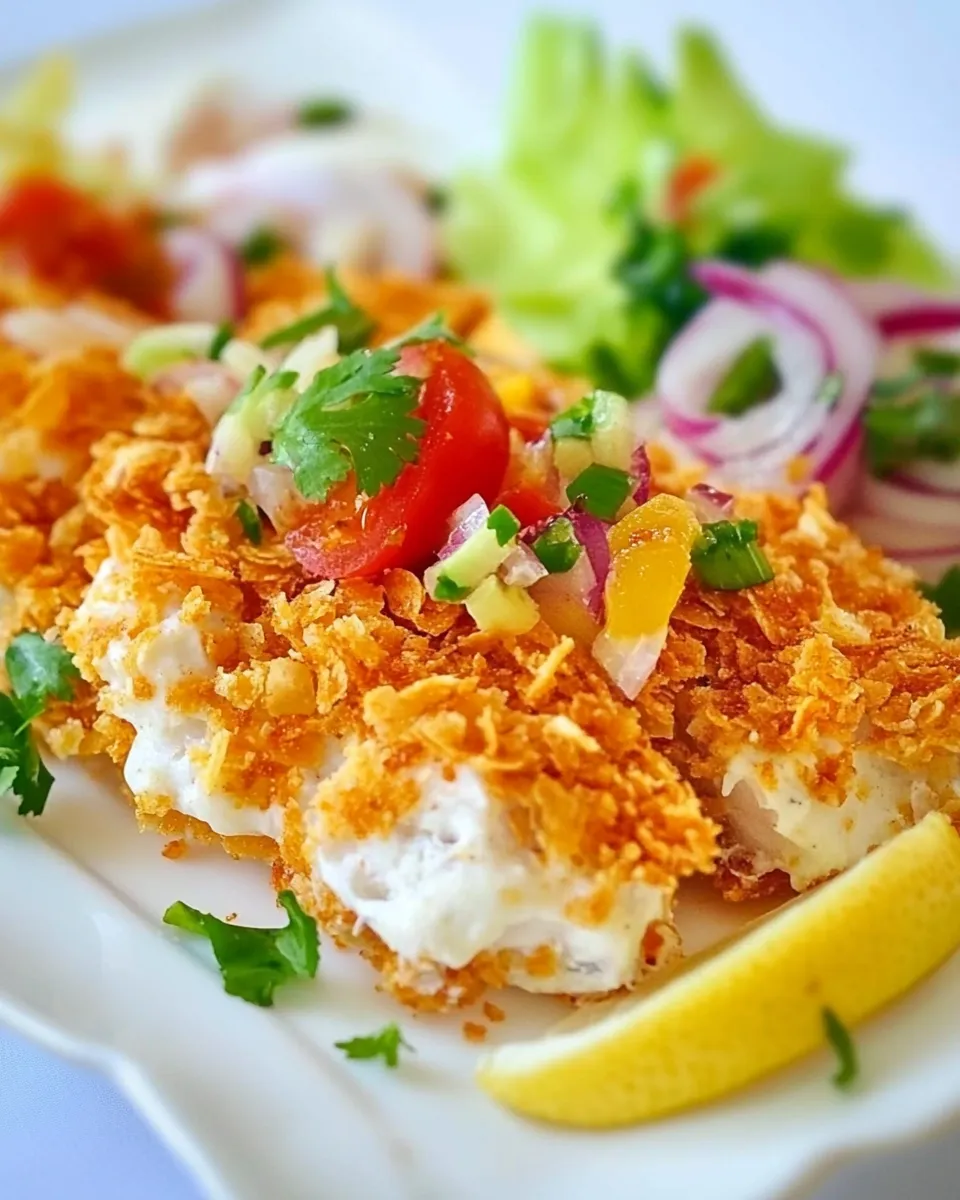 Quick Cornflake Crusted Fish with Chili Tartar Sauce recipe photo