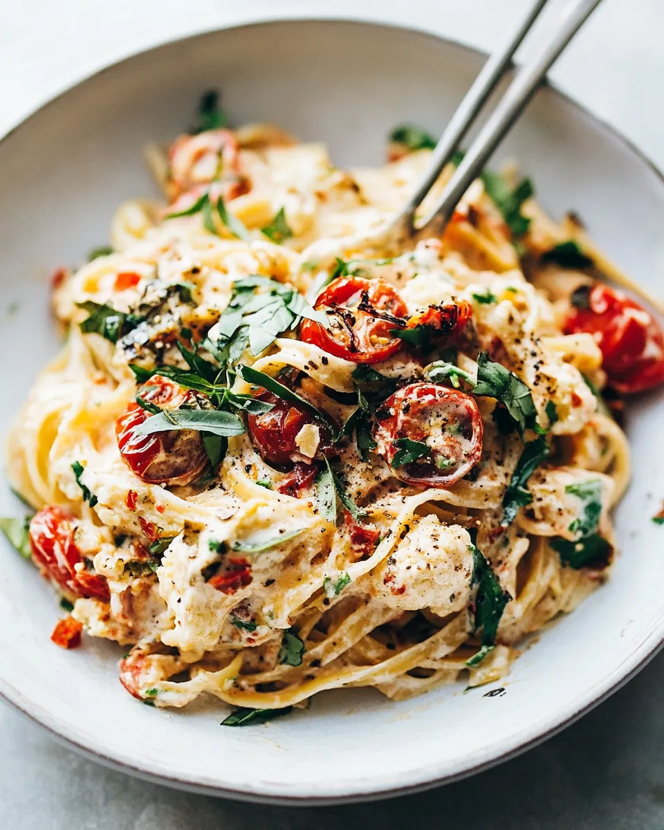 Classic Creamy Cauliflower Pasta with Garlic & Roasted Tomatoes image