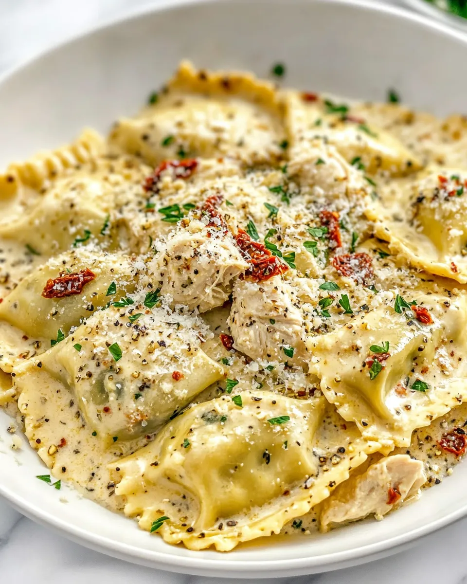 Easy Creamy Sun-Dried Tomato Chicken Ravioli recipe photo