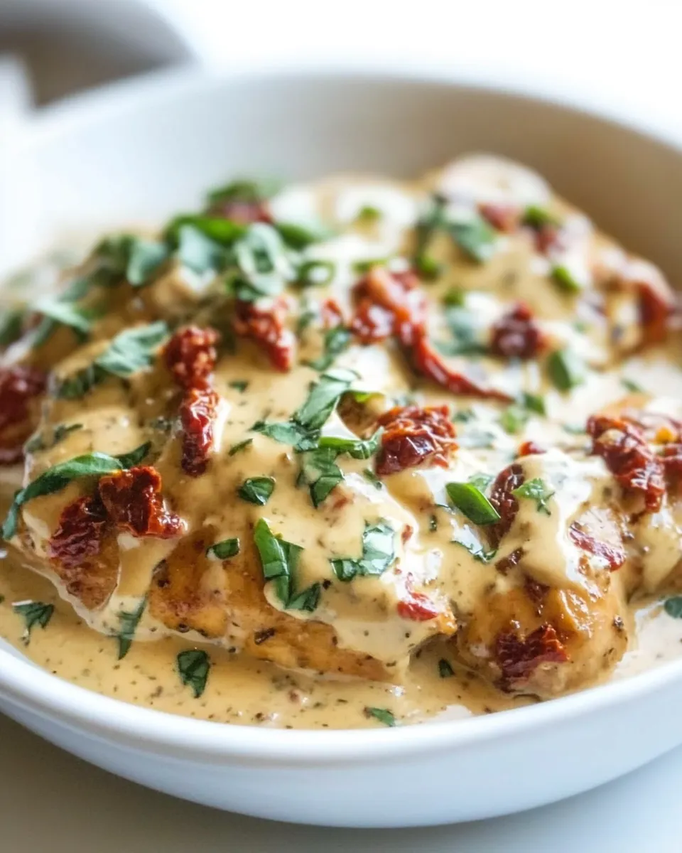 Delicious Creamy Sun Dried Tomato and Basil Chicken image