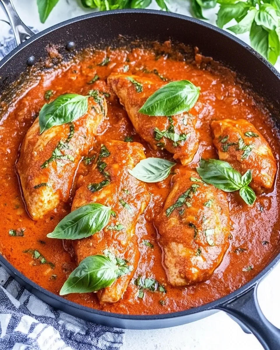 Delicious Creamy Tomato Basil Chicken Skillet image