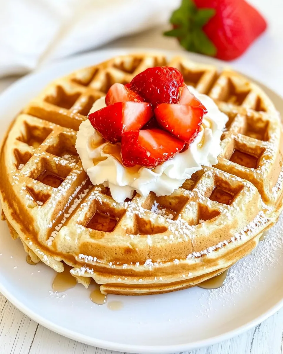 Delicious Crispy Belgian Waffles food shot