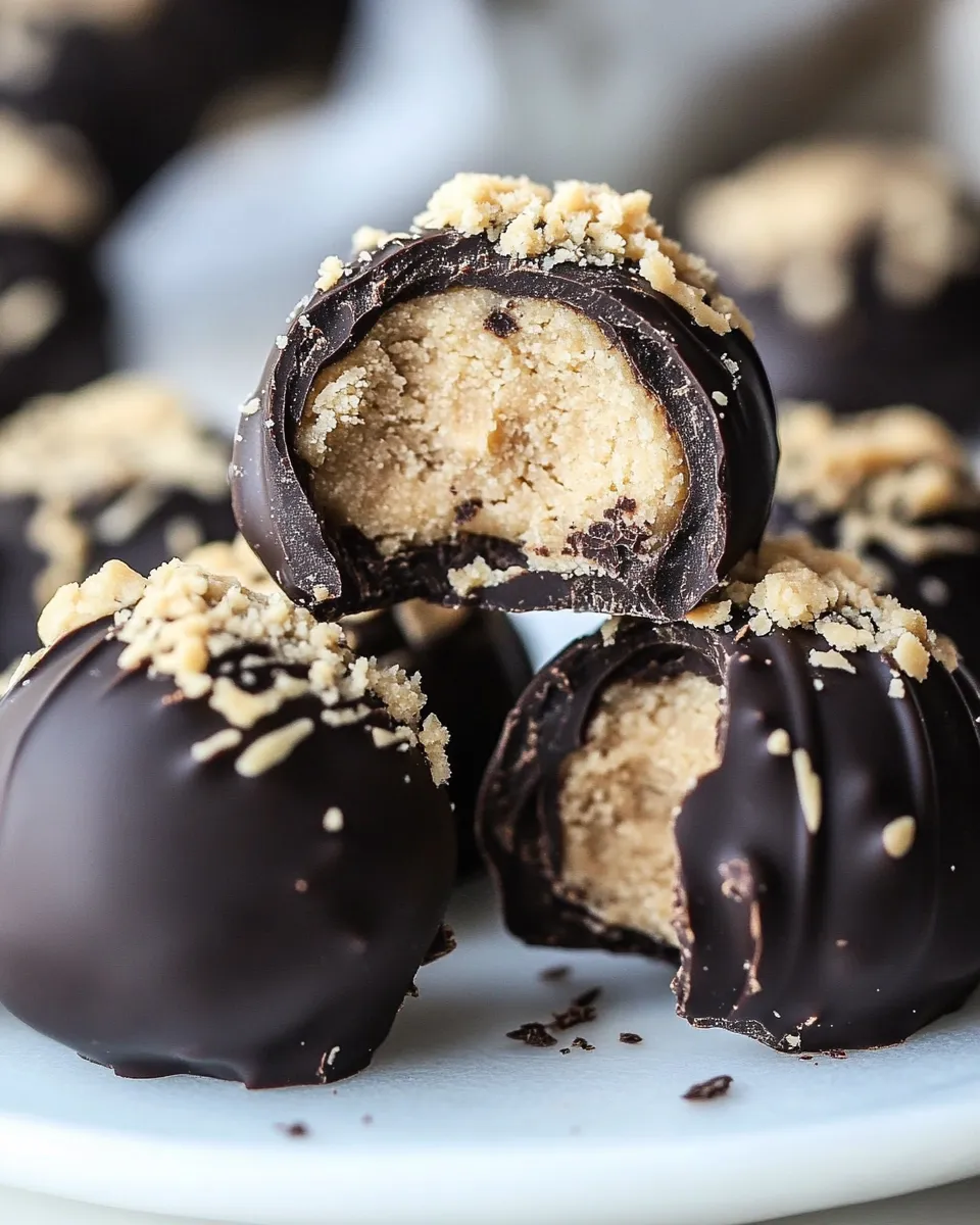 Quick Crispy Chocolate Peanut Butter Cookie Dough Truffles. dish image