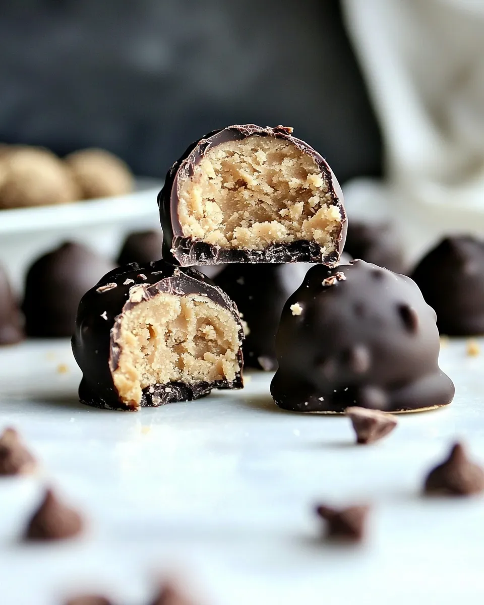 Classic Crispy Chocolate Peanut Butter Cookie Dough Truffles. photo