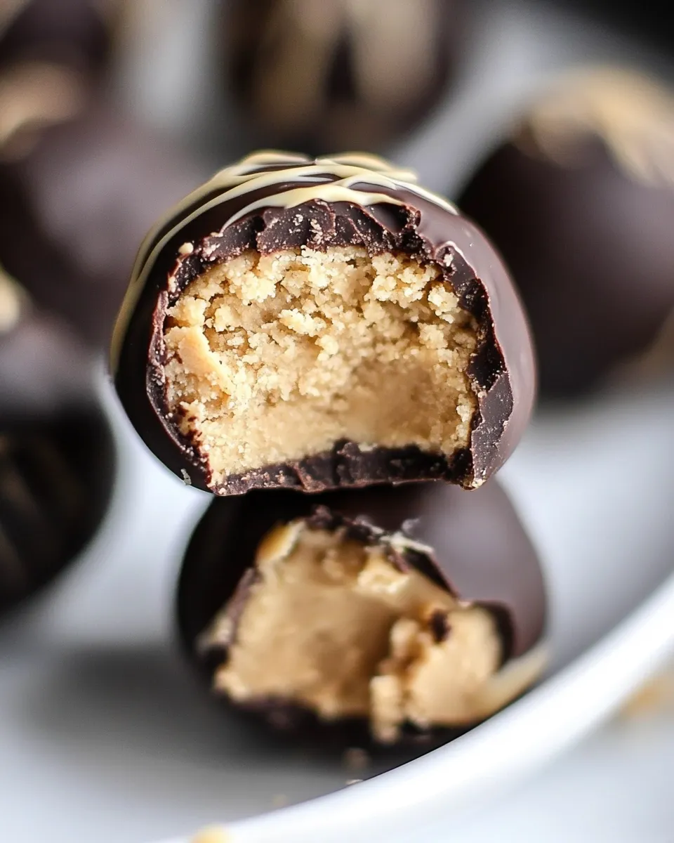 Simple Crispy Chocolate Peanut Butter Cookie Dough Truffles. shot