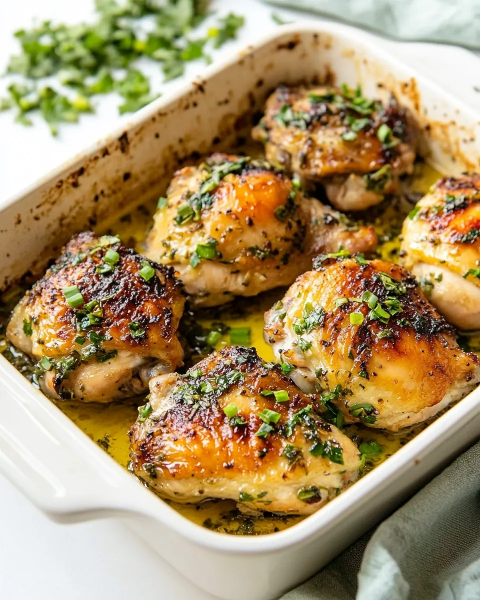 Easy Crispy Garlic Butter Baked Chicken Thighs recipe photo