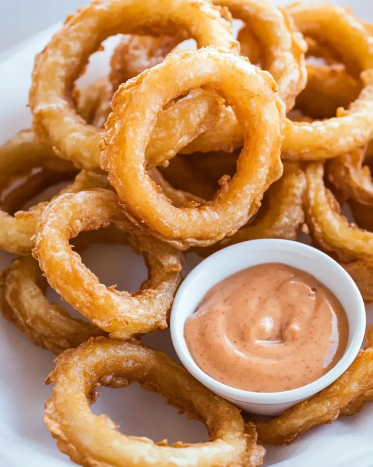 Homemade Crispy Onion Rings with Dipping Sauce photo