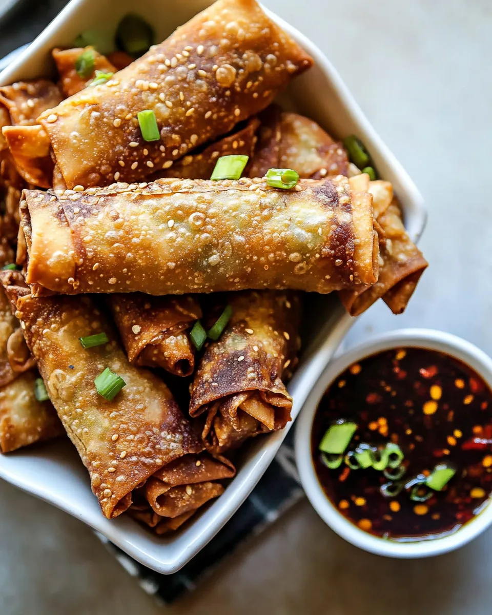 Simple Crispy Sesame Ginger Egg Rolls with Sweet Chili Sauce. dish image
