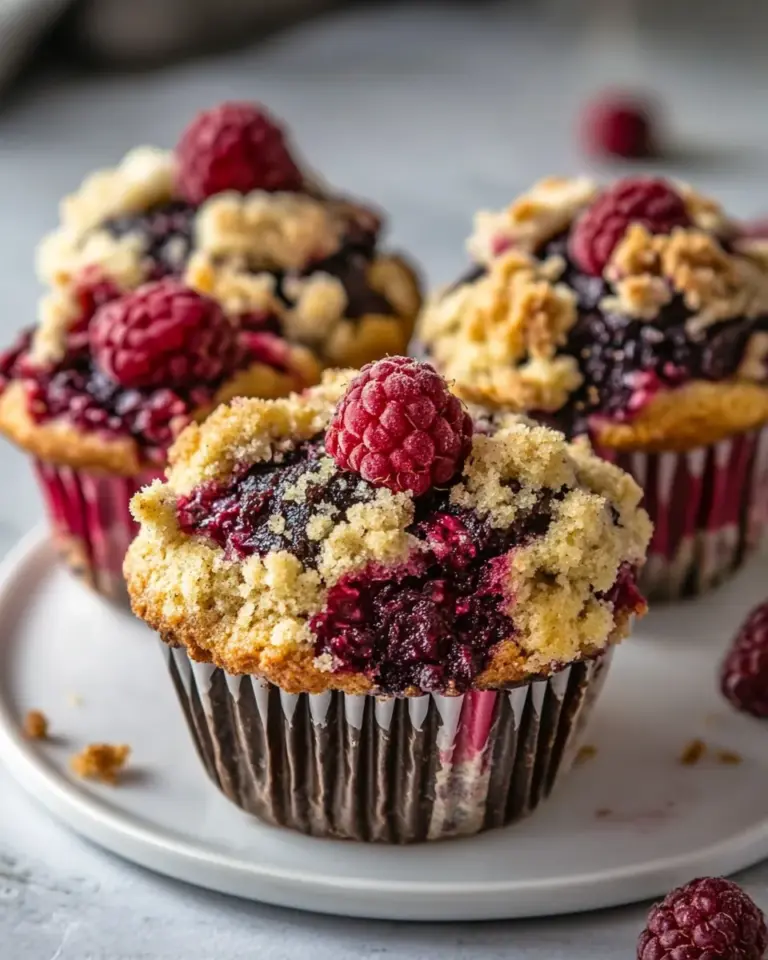 Homemade Dark Chocolate Chunk Raspberry Crumb Muffins recipe photo