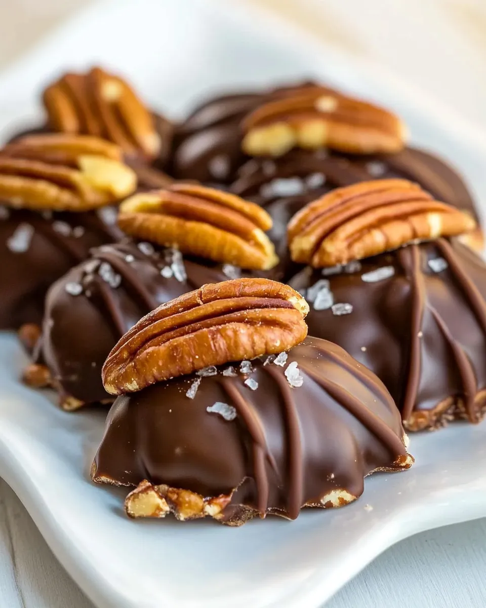 Classic Dark Chocolate Salted Caramel Pecan Turtles image