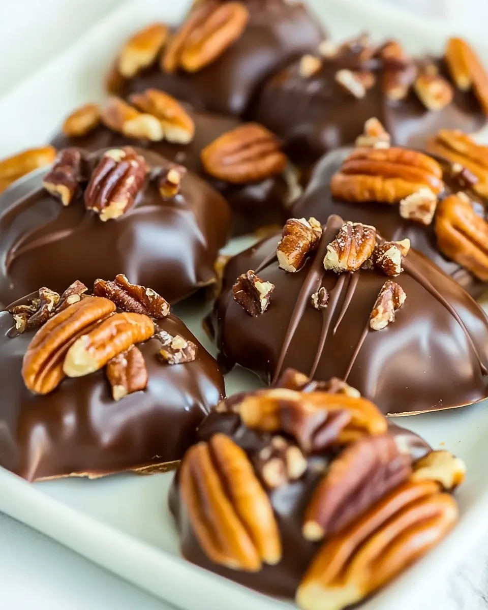 Easy Dark Chocolate Salted Caramel Pecan Turtles recipe photo