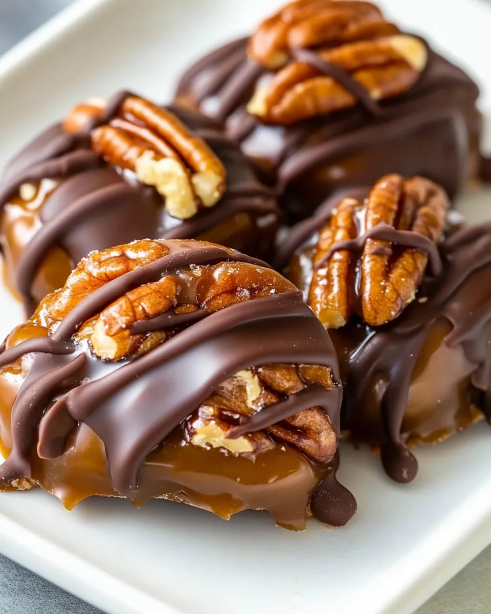 Delicious Dark Chocolate Salted Caramel Pecan Turtles shot