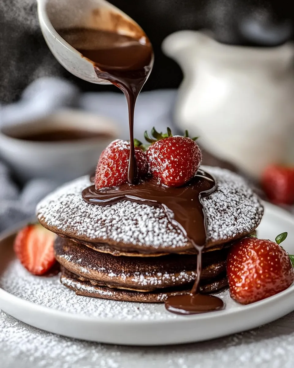 Homemade Double Chocolate Brownie Pancakes photo